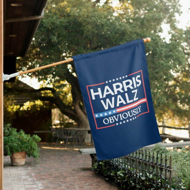Kamala Harris and Tim Walz 2024 House Flag (In SItu)