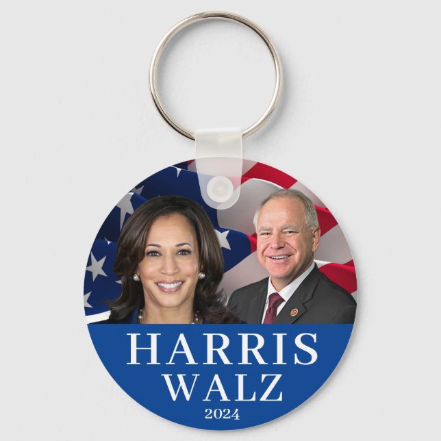 Kamala Harris And Tim Walz 2024 Keychain (Front)