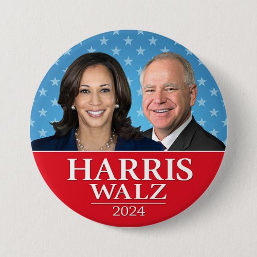 Kamala Harris and Tim Walz 2024 _ Modern Stars  Button