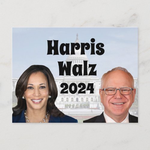 Kamala Harris and Tim Walz 2024 Postcard