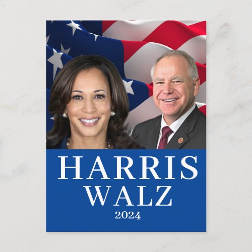 Kamala Harris And Tim Walz 2024 Postcard