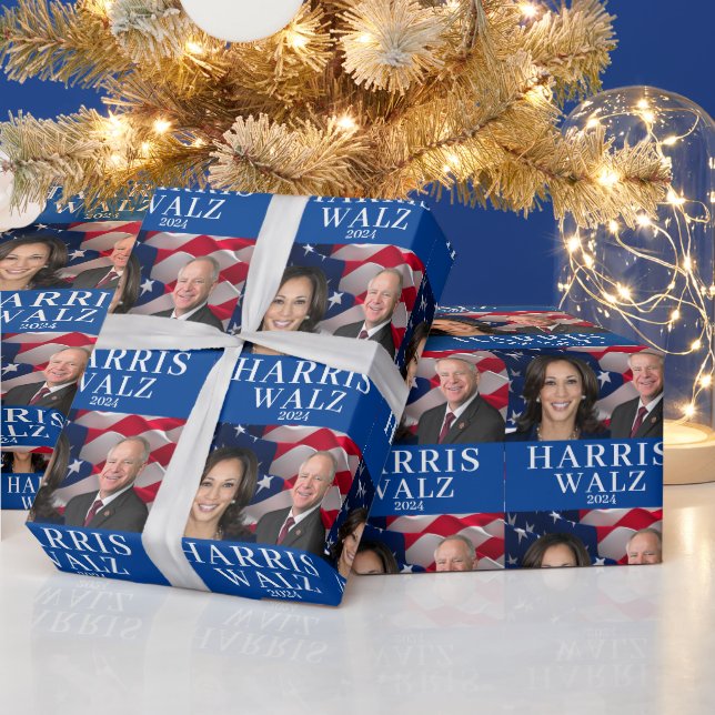 Kamala Harris And Tim Walz 2024 Wrapping Paper (Holidays)