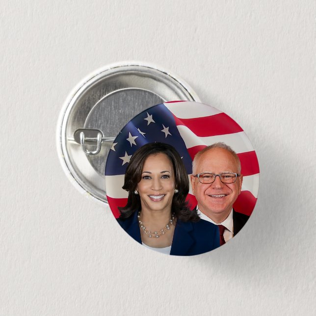 Kamala Harris and Tim Walz Button (Front & Back)