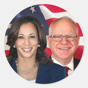 Kamala Harris and Tim Walz Classic Round Sticker