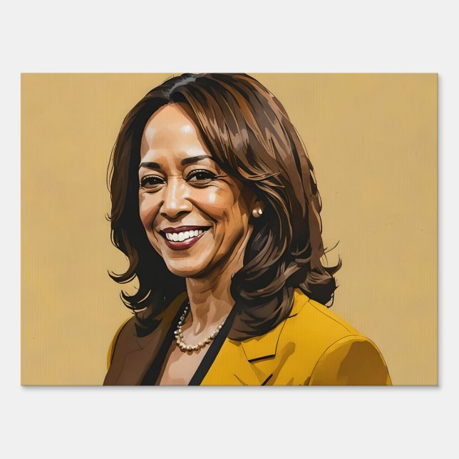 Kamala Harris Artistic Portrait, Brown Version Sign (Front)