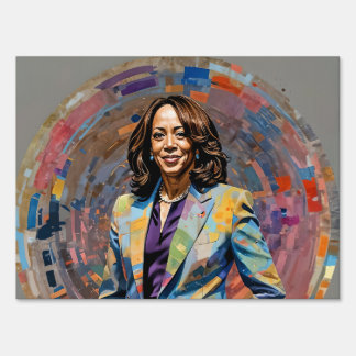 Kamala Harris Artistic Portrait, Colorful Version Sign