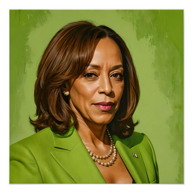 Kamala Harris Artistic Portrait, Green Version Poster (Front)