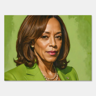 Kamala Harris Artistic Portrait, Green Version Sign