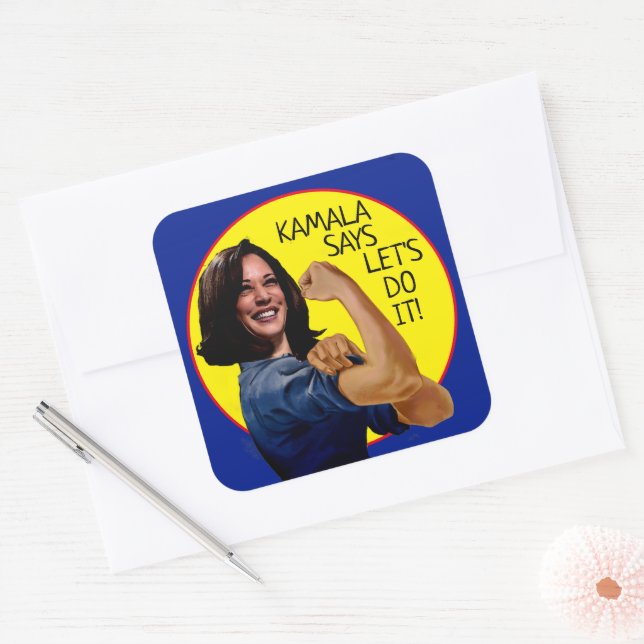  Kamala Harris as Rosie Square Sticker (Envelope)