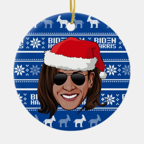 Kamala Harris Aviators Holiday Ceramic Ornament