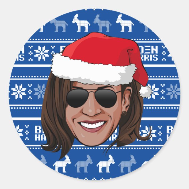 Kamala Harris Aviators Holiday Classic Round Sticker (Front)