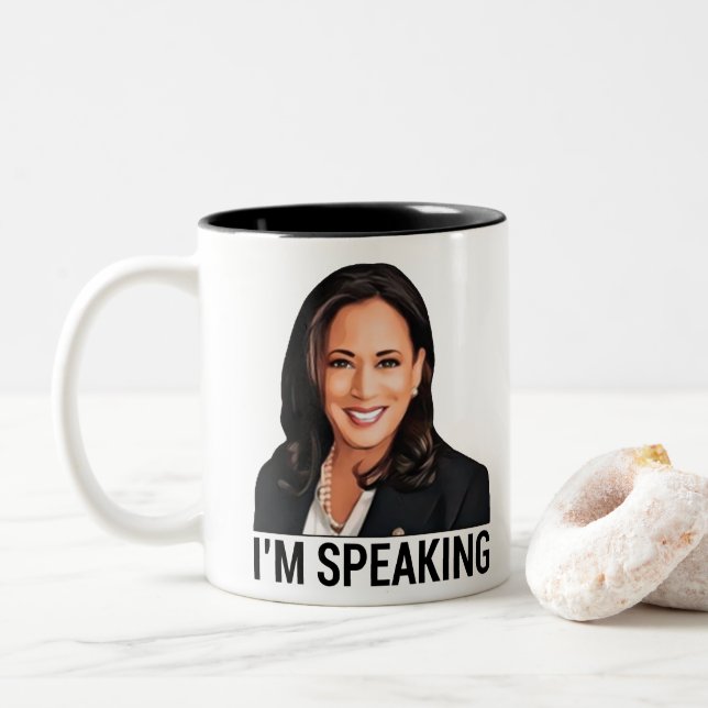 Kamala Harris Biden Harris 2020 Presidential Two-Tone Coffee Mug (With Donut)