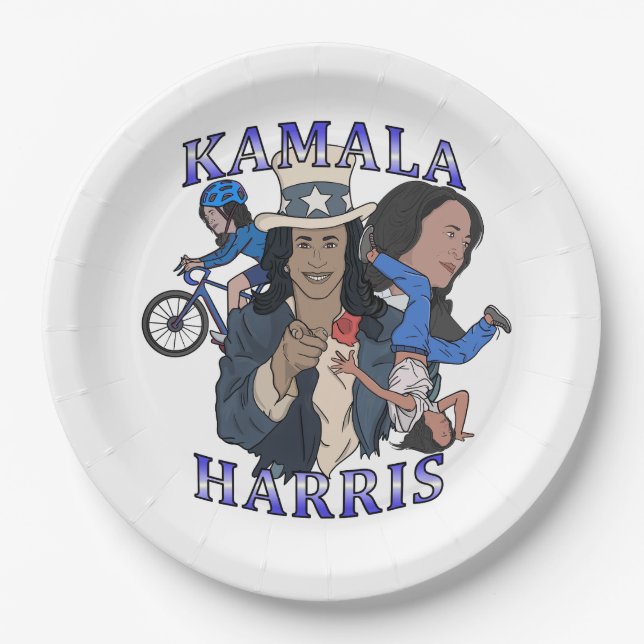 Kamala Harris Bootleg Rap Style Election Paper Plates (Front)