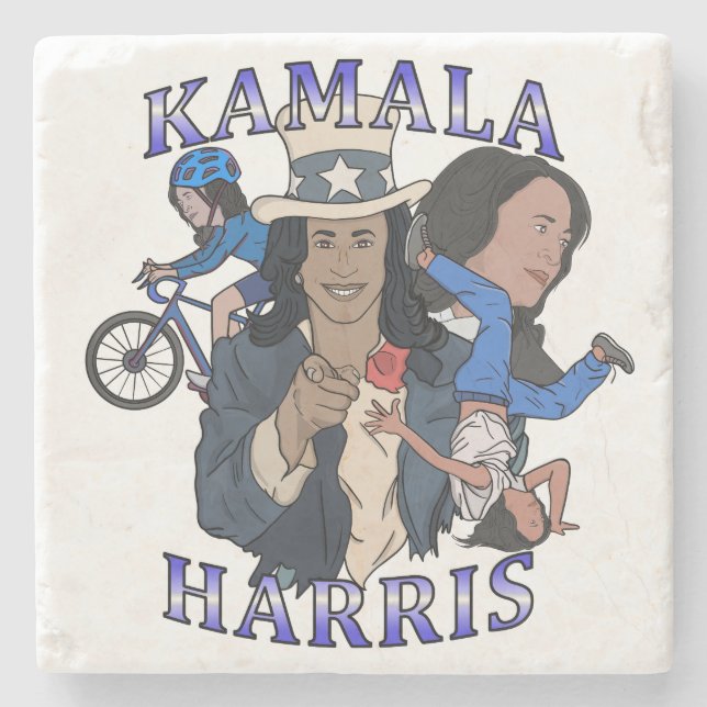 Kamala Harris Bootleg Rap Style Election Stone Coaster (Front)