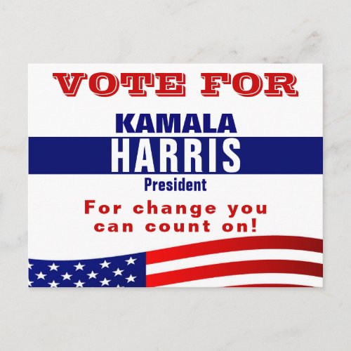 Kamala Harris  Campaign Election Template Postcard