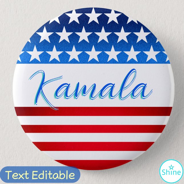 Kamala Harris Campaign SWAG US Flag Elegant Script Button (Creator Uploaded)