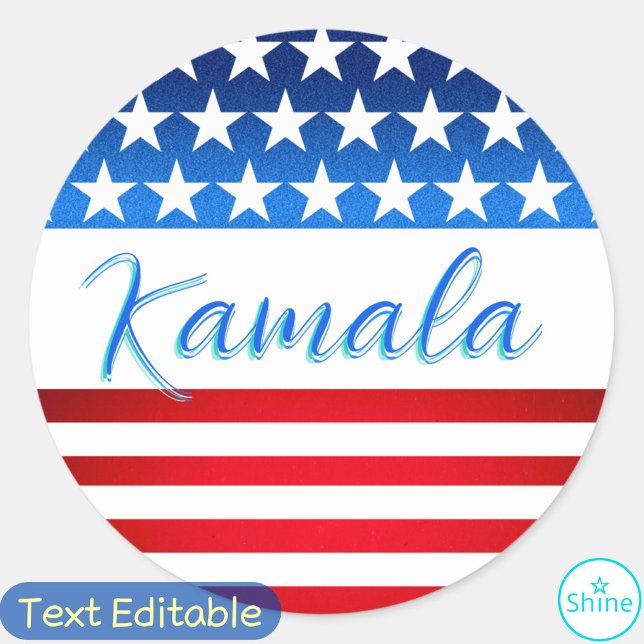 Kamala Harris Campaign SWAG US Flag Elegant Script Classic Round Sticker (Creator Uploaded)