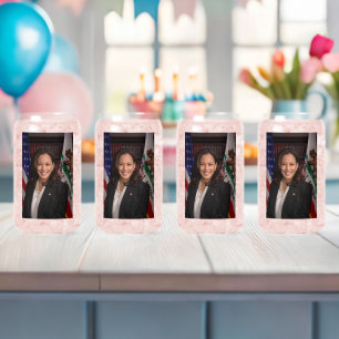 Kamala Harris Candidate for President US 2024 Can Glass