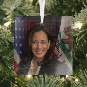 Kamala Harris Candidate for President US 2024 Glass Ornament