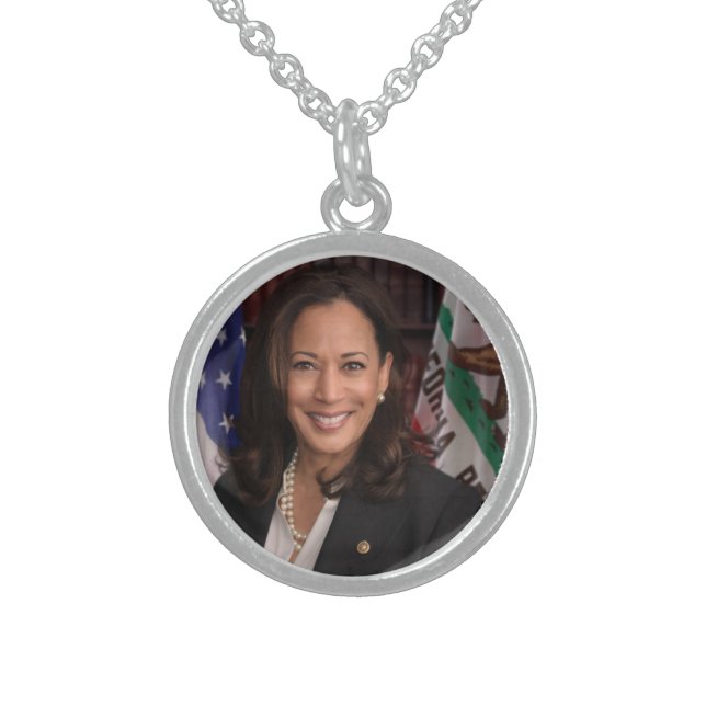 Kamala Harris Candidate for President US 2024 Sterling Silver Necklace (Front)