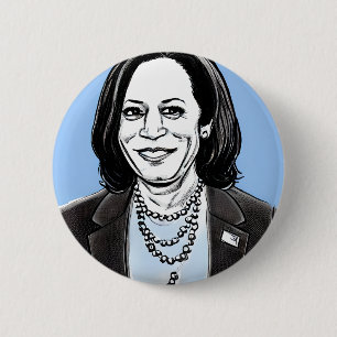 Kamala Harris Caricature Political Button