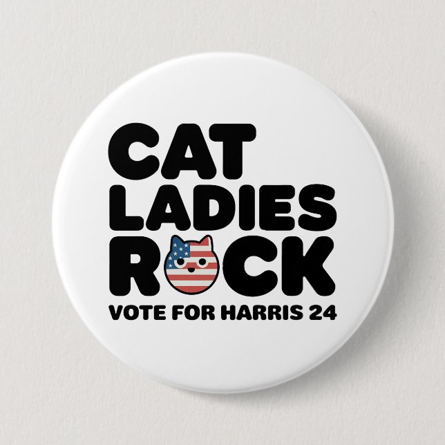 KAMALA HARRIS CAT LADIES ROCK! Button (Front)