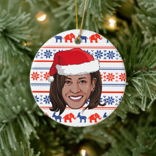 Kamala Harris Christmas Ceramic Ornament