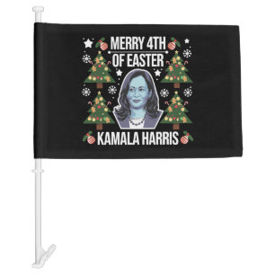Kamala Harris Christmas Santa Merry 4th Of Easter Car Flag