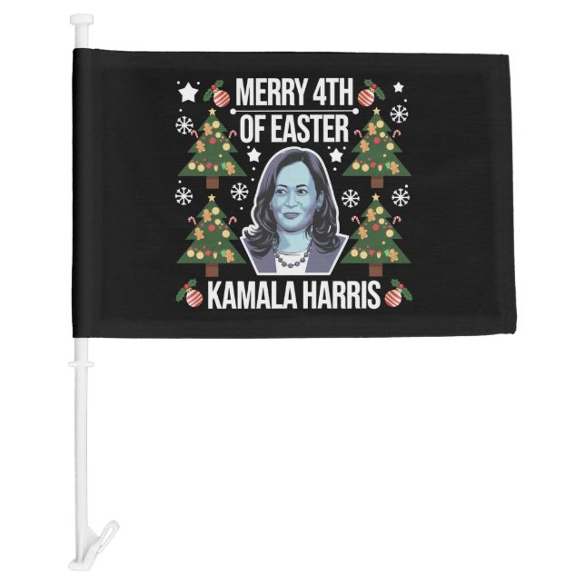 Kamala Harris Christmas Santa Merry 4th Of Easter Car Flag (Front)