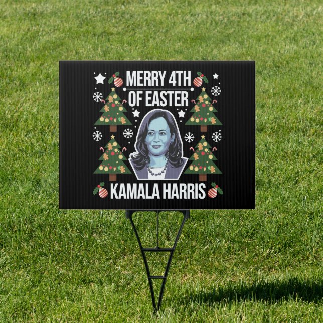 Kamala Harris Christmas Santa Merry 4th Of Easter Sign (Insitu)