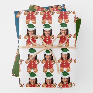Kamala Harris Custom Face Photo Gingerbread Woman  Wrapping Paper Sheets