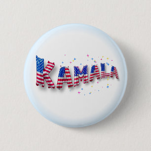 Kamala Harris Cute American Flag Balloon Alphabets Button