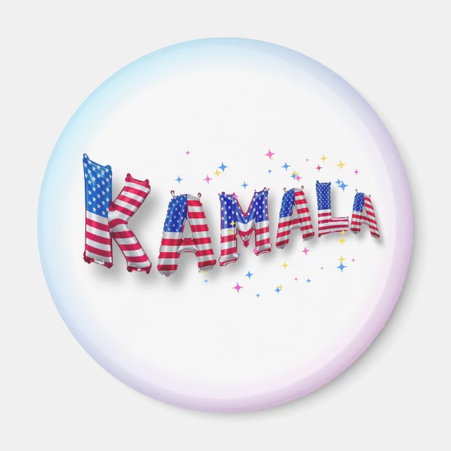 Kamala Harris Cute American Flag Balloon Alphabets Magnet (Front)