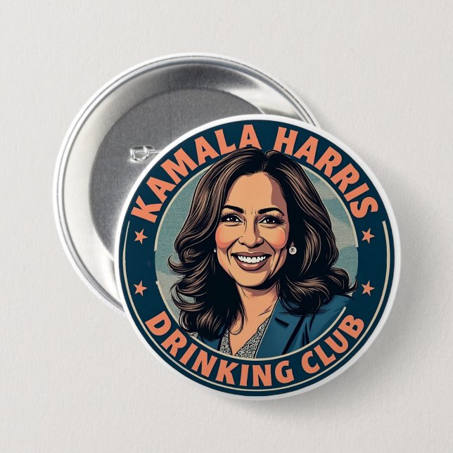 Kamala Harris Drinking Club Button (Front & Back)