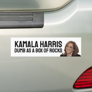 KAMALA HARRIS DUMB AS BOX OF ROCKS BUMPER STICKER