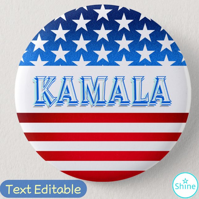 Kamala Harris Election Campaign Supporter USA Flag Button (Creator Uploaded)