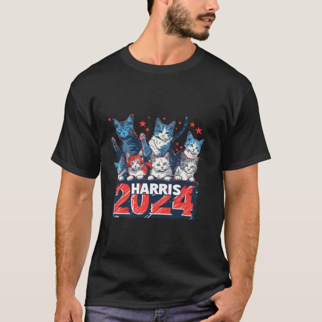 Kamala Harris Election Sneakers 2024 President Cat T-Shirt (Front)
