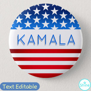 Kamala Harris Election USA Flag Modern Custom Text Button