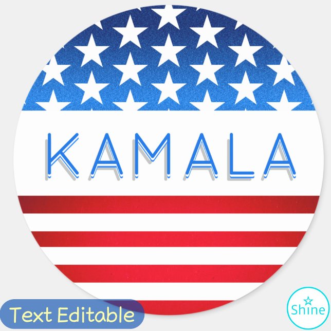 Kamala Harris Election USA Flag Modern Custom Text Classic Round Sticker (Creator Uploaded)