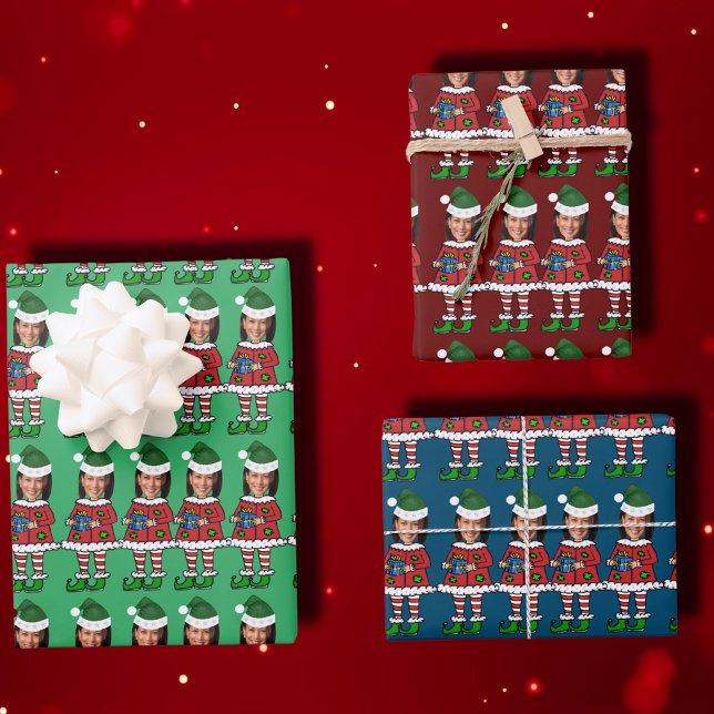 kamala harris Face photo Elf Xmas Wrapping Paper Sheets (Creator Uploaded)