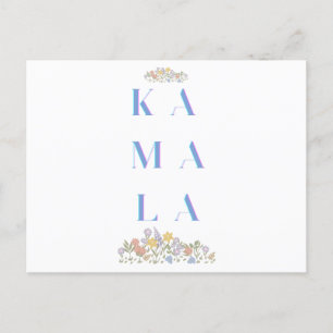 Kamala Harris. Flowers. White and Blue Holiday Postcard