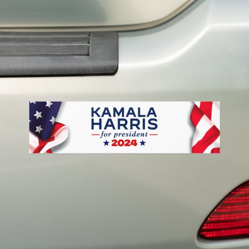 Kamala Harris For President 2024 American Flag Bumper Sticker