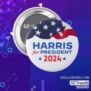 Kamala Harris For President 2024 American Flag Button