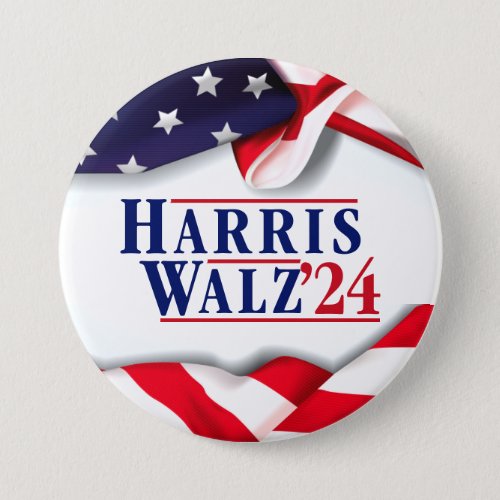 Kamala Harris For President 2024 American Flag Button