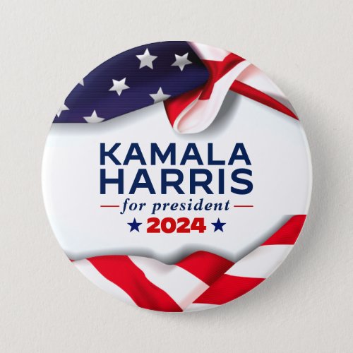 Kamala Harris For President 2024 American Flag Button