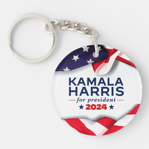 Kamala Harris for President 2024 American Flag  Keychain