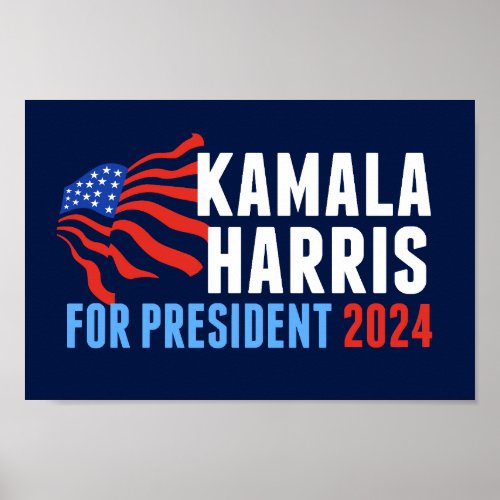 Kamala Harris for President 2024 Blue Poster