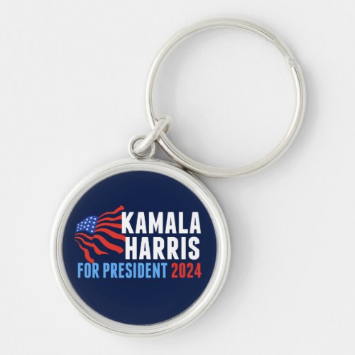 Kamala Harris for President 2024 Dark Blue Keychain