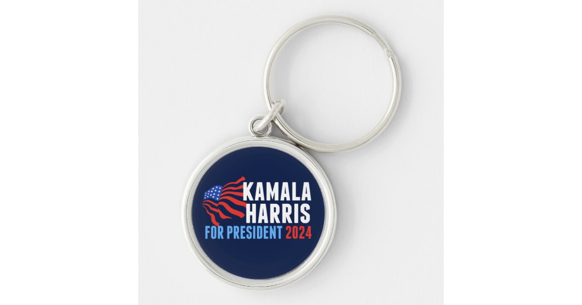 Kamala Harris for President 2024 Dark Blue Keychain Zazzle