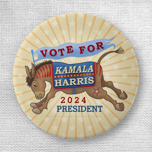 Kamala Harris for President 2024 Democrat Donkey Button